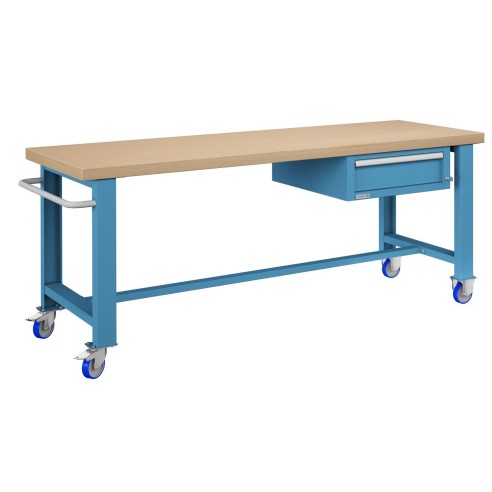 BANCO LAVORO CON RUOTE E CASSETTO PROFESSIONALE 75 x 200 cm portata 400 KG.