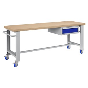 BANCO LAVORO CON RUOTE E CASSETTO PROFESSIONALE 75 x 200 cm portata 400 KG. 2