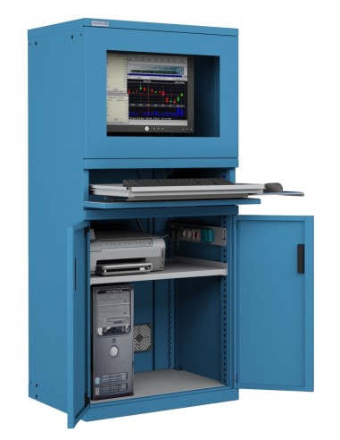 ARMADIO PORTA COMPUTER PC PROFESSIONALE CON TASTIERA ESTRAIBILE + RIPIANO - Impianto compreso
