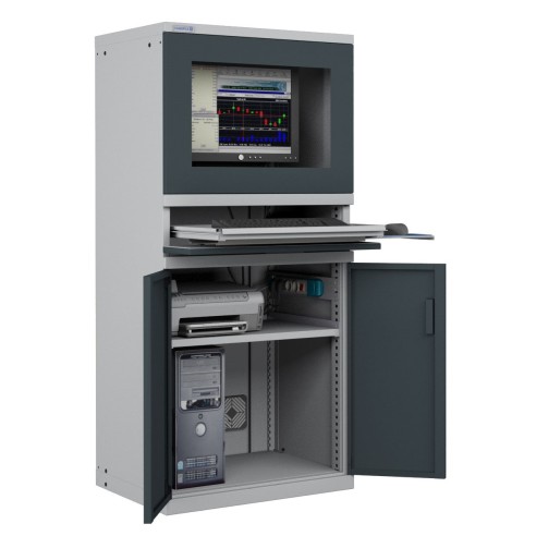 ARMADIO PORTA COMPUTER PC PROFESSIONALE CON TASTIERA ESTRAIBILE + RIPIANO - Impianto compreso