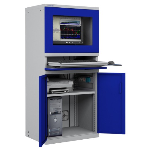 ARMADIO PORTA COMPUTER PC PROFESSIONALE CON TASTIERA ESTRAIBILE + RIPIANO - Impianto compreso