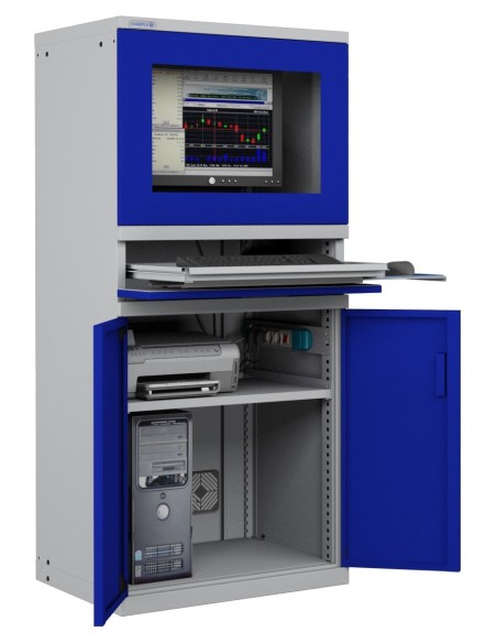 ARMADIO PORTA COMPUTER PC PROFESSIONALE CON TASTIERA ESTRAIBILE + RIPIANO - Impianto compreso