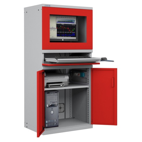 ARMADIO PORTA COMPUTER PC PROFESSIONALE CON TASTIERA ESTRAIBILE + RIPIANO - Impianto compreso