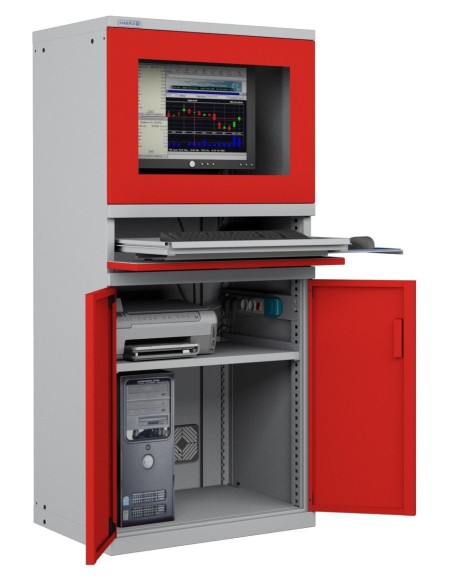 ARMADIO PORTA COMPUTER PC PROFESSIONALE CON TASTIERA ESTRAIBILE + RIPIANO - Impianto compreso
