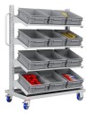 Carrello con 12 cassette contenitori professionale