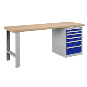BANCO LAVORO PIANO LEGNO CON 6 CASSETTI PROFESSION