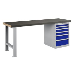 BANCO LAVORO PIANO LEGNO CON 6 CASSETTI PROFESSIONALE 2000 x 750 mm portata 800 KG. 2