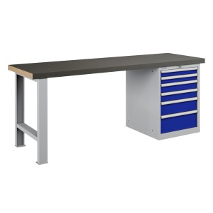 BANCO LAVORO PIANO LEGNO CON 6 CASSETTI PROFESSIONALE 2000 x 750 mm portata 800 KG. 2