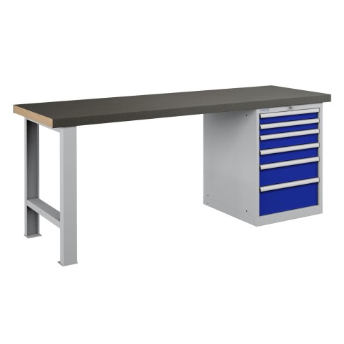 BANCO LAVORO PIANO LEGNO CON 6 CASSETTI PROFESSION