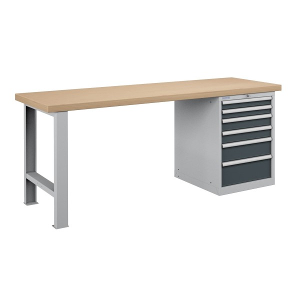 BANCO LAVORO PIANO LEGNO CON 6 CASSETTI PROFESSION