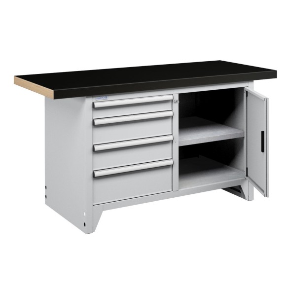 BANCONE DA LAVORO MODULARE 3 con 4 CASSETTI E ANTA