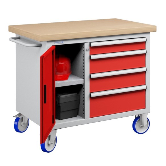 CARRELLO BANCO MOBILE 1065 mm CON 4 CASSETTI ED AN