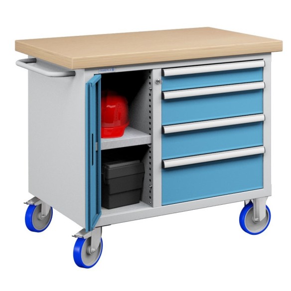 CARRELLO BANCO MOBILE 1065 mm CON 4 CASSETTI ED AN