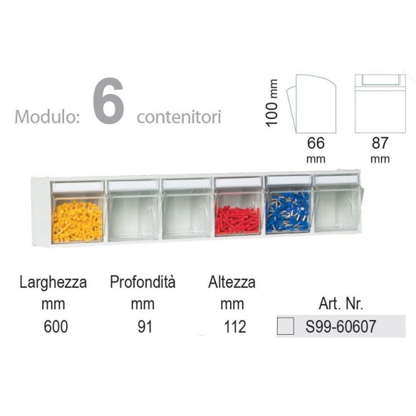 Cassettiera  Porta minuteria 6 cassetti trasparent