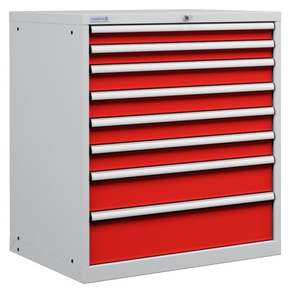 CASSETTIERA METALLO INDUSTRIALE OFFICINA 45 X 36 Eh (L 870 x P 725 x H 1000) 8 CASSETTI ESTRAZIONE 100%