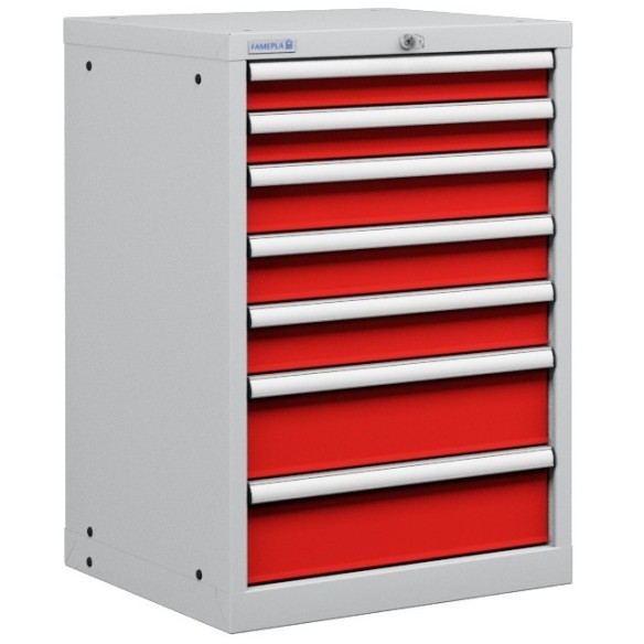 CASSETTIERA TOP METALLO INDUSTRIALE OFFICINA 27 X 27 Eh (L 564 x P 572 x H 850) 7 CASSETTI