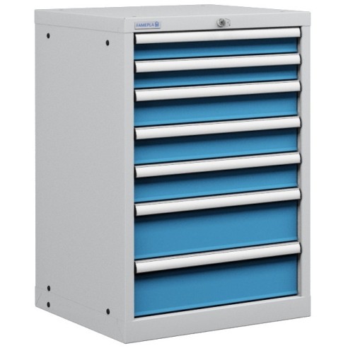 CASSETTIERA TOP METALLO INDUSTRIALE OFFICINA 27 X 27 Eh (L 564 x P 572 x H 850) 7 CASSETTI
