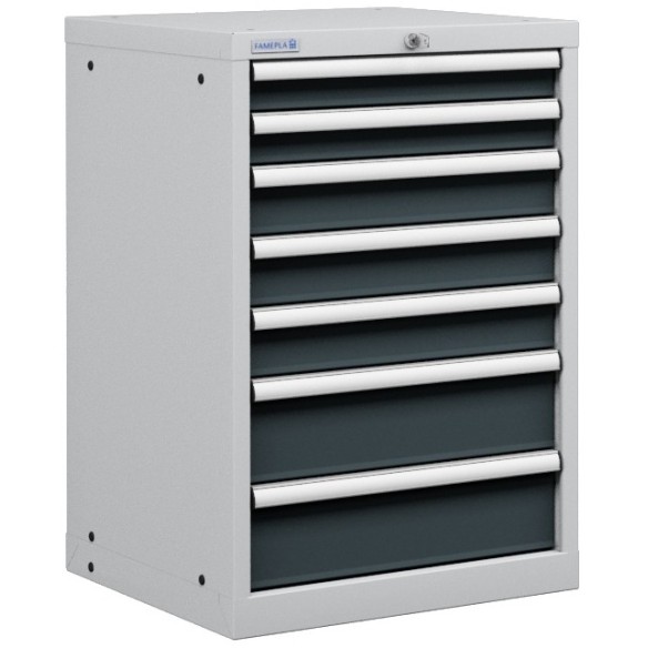 CASSETTIERA TOP METALLO INDUSTRIALE OFFICINA 27 X 27 Eh (L 564 x P 572 x H 850) 7 CASSETTI