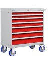 CASSETTIERA CARRELLO METALLO INDUSTRIALE OFFICINA 45 X 27 Eh (L 870 x P 572 x H 1064) 7 CASSETTI ESTRAZIONE 100%