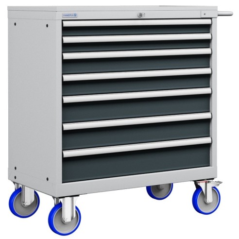 CASSETTIERA CARRELLO METALLO INDUSTRIALE OFFICINA 45 X 27 Eh (L 870 x P 572 x H 1064) 7 CASSETTI ESTRAZIONE 100%
