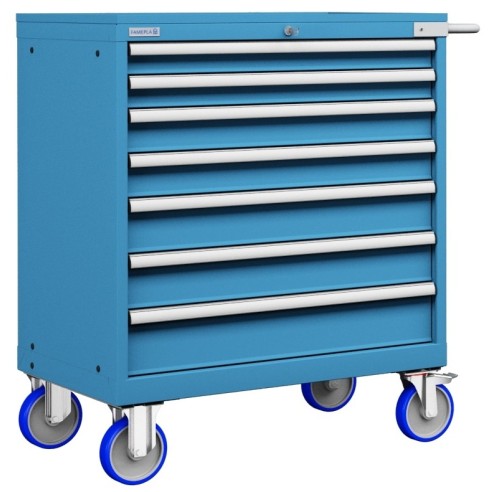 CASSETTIERA CARRELLO METALLO INDUSTRIALE OFFICINA 45 X 27 Eh (L 870 x P 572 x H 1064) 7 CASSETTI ESTRAZIONE 100%