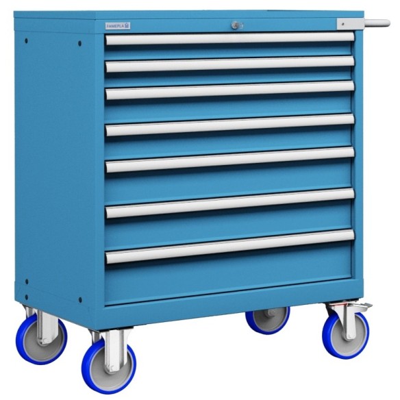 CASSETTIERA CARRELLO METALLO INDUSTRIALE OFFICINA 45 X 27 Eh (L 870 x P 572 x H 1064) 7 CASSETTI ESTRAZIONE 100%