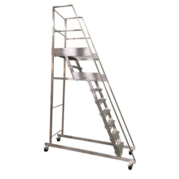 Scala a castello SLIM 700mm 8 SCALINI H 200 CM Magazzino Industria in acciaio INOX e alluminio Certificata D. Lgs. n° 81