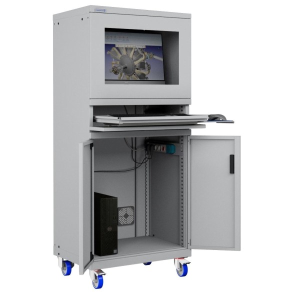 ARMADIO PORTA COMPUTER PC CON RUOTE PROFESSIONALE 