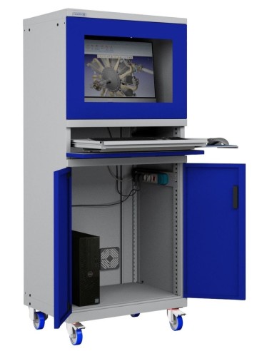 ARMADIO PORTA COMPUTER PC CON RUOTE PROFESSIONALE CON TASTIERA ESTRAIBILE - Impianto compreso