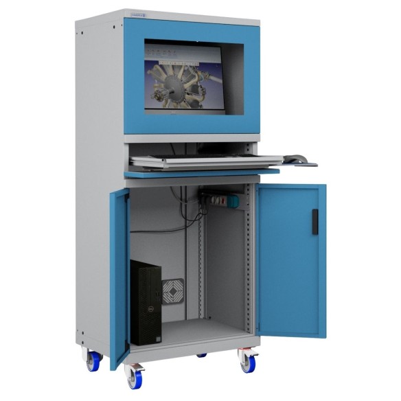 ARMADIO PORTA COMPUTER PC CON RUOTE PROFESSIONALE 