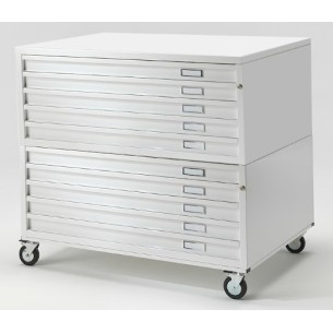 Cassettiera BASIC A1 10 Cassetti con RUOTE Portadisegni Bianco componibile orizzontale cm 113x79,5x101h