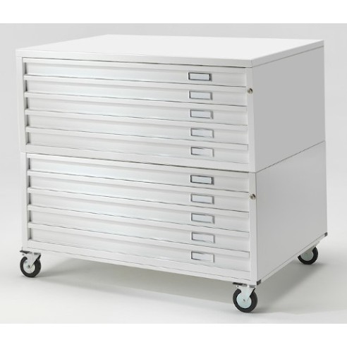 Cassettiera BASIC A1 10 Cassetti con RUOTE Portadisegni Bianco componibile orizzontale cm 113x79,5x101h