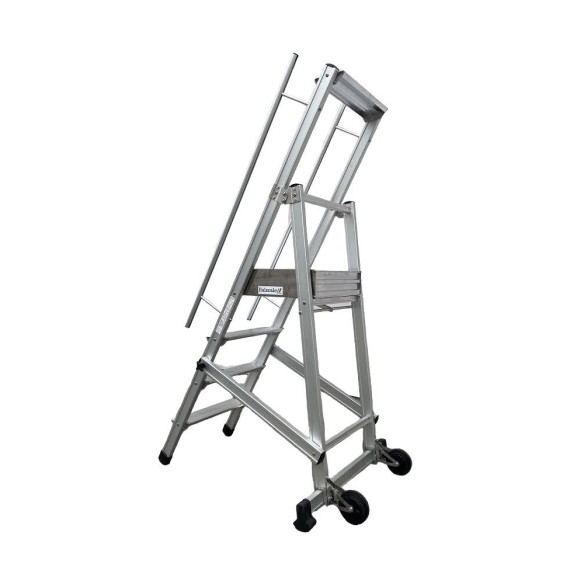 Scala a Castello Palchetto Richiudibile Pieghevole 5 SCALINI H 125 CM Professionale Magazzino Industria in alluminio