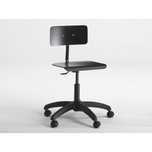 Sedia laboratorio con schienale e ruote nero regol