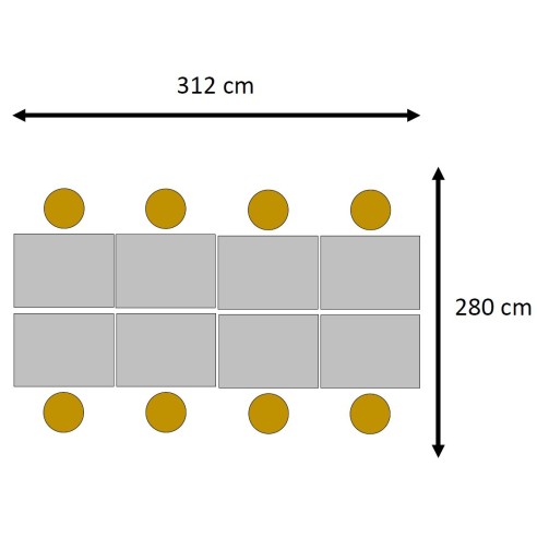 Tavolo Banco per aule polifunzionali Didattiche e Laboratori con ruote cm 60x78x74h