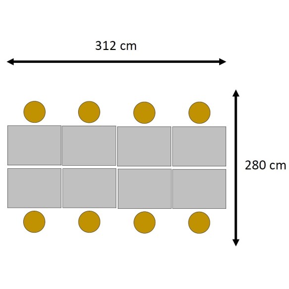 Tavolo Banco per aule polifunzionali Didattiche e Laboratori con ruote cm 60x78x74h