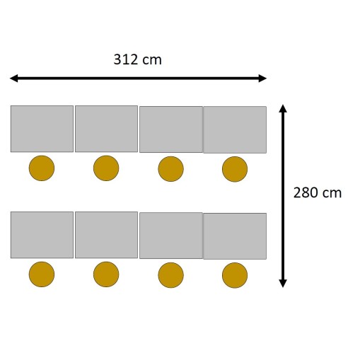 Tavolo Banco per aule polifunzionali Didattiche e Laboratori con ruote cm 60x78x74h