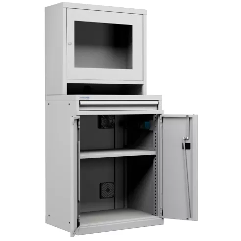 ARMADIO LCD PORTA COMPUTER con Cassetto e Ripiano Stampante - Impianto compreso