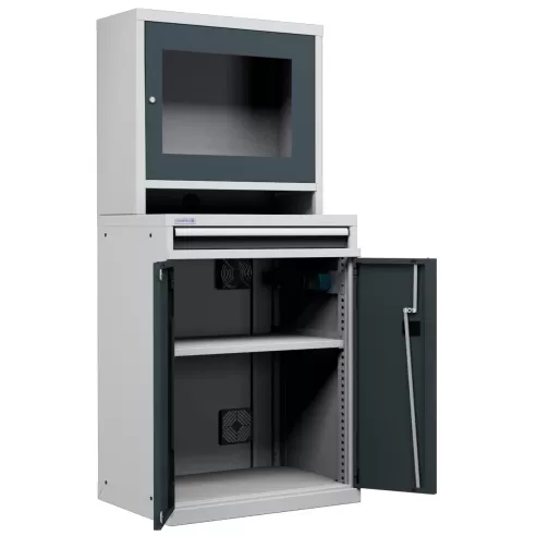 ARMADIO LCD PORTA COMPUTER con Cassetto e Ripiano Stampante - Impianto compreso