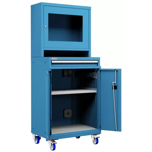 ARMADIO LCD con Ruote PORTA COMPUTER  con Cassetto e Ripiano Stampante - Impianto compreso
