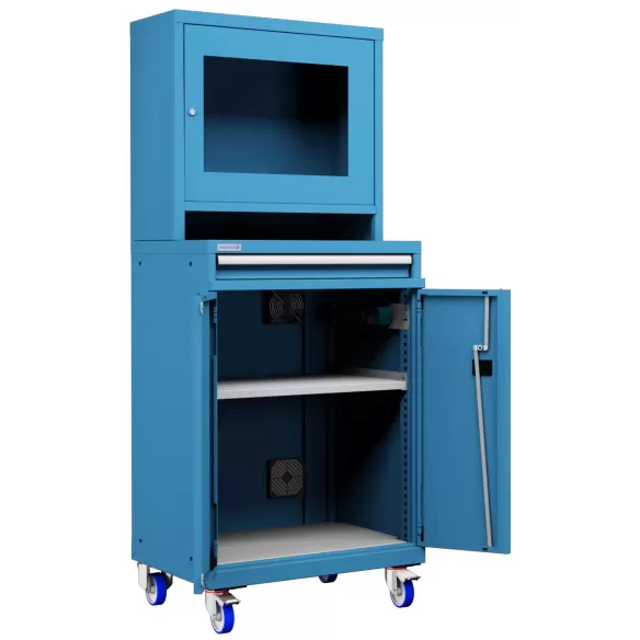 ARMADIO LCD con Ruote PORTA COMPUTER  con Cassetto e Ripiano Stampante - Impianto compreso