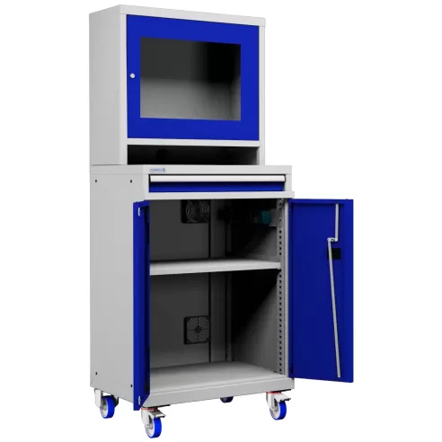 ARMADIO LCD con Ruote PORTA COMPUTER  con Cassetto e Ripiano Stampante - Impianto compreso
