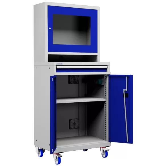ARMADIO LCD con Ruote PORTA COMPUTER  con Cassetto e Ripiano Stampante - Impianto compreso