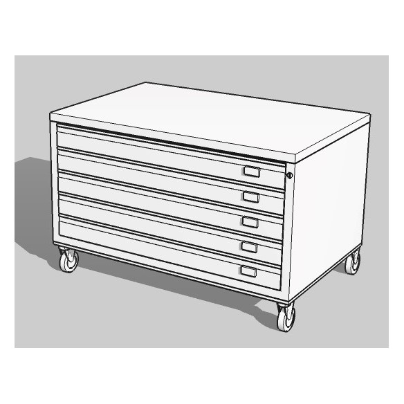 Cassettiera PRO A1 5 Cassetti con RUOTE Portadisegni Bianco componibile orizzontale cm 116x75,5x58h