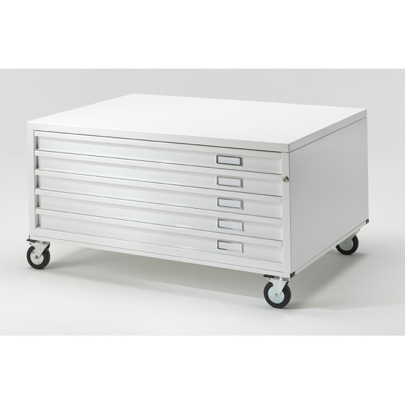 Cassettiera PRO A1 5 Cassetti con RUOTE Portadisegni Bianco componibile orizzontale cm 116x75,5x58h