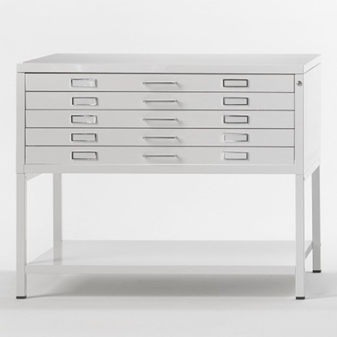 Cassettiera Portadisegni PREMIUM A1 5 Cassetti rialzo+ripiano.  Bianco orizzontale cm 116x75.5x94,5h