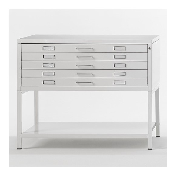 Cassettiera Portadisegni PREMIUM A1 5 Cassetti rialzo+ripiano.  Bianco orizzontale cm 116x75.5x94,5h