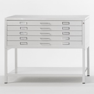 Cassettiera Portadisegni PREMIUM A0 5 Cassetti rialzo+ripiano.  Bianco orizzontale cm 144x96x94,5h 2