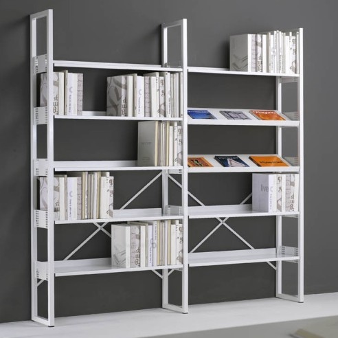 Libreria in Metallo Arredo Professionale Altezza 166cm Larghezza 100cm con 4 ripiani