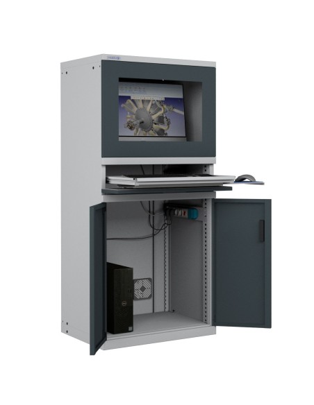ARMADIO PORTA COMPUTER PC PROFESSIONALE CON TASTIERA ESTRAIBILE - Impianto compreso